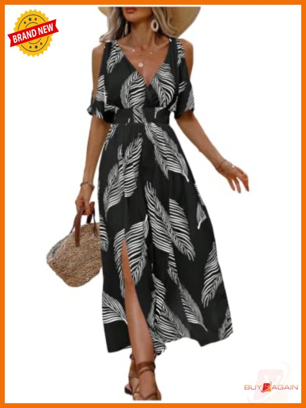 Tropical Floral Maxi Dress V-Neck Short Sleeve Summer Vacation Beach